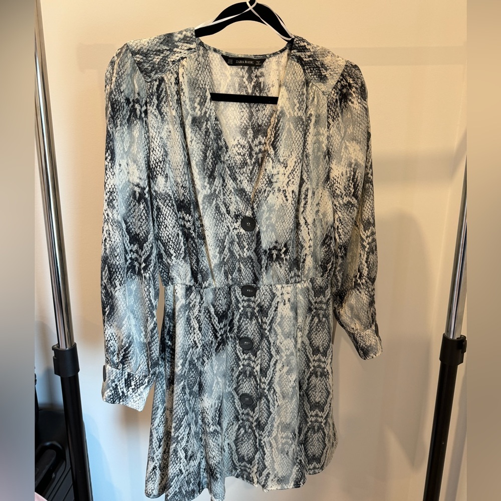 Zara Satin Snake Print Mini Dress